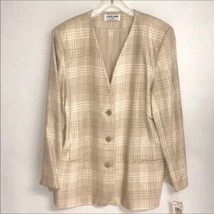 ALGRED DUNNER Collarless Twill Blazer NWT